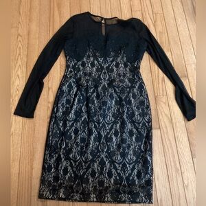 Maggy London Mesh & Lace Overlay Dress